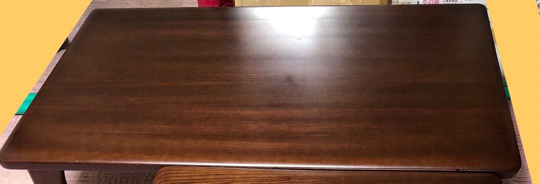 座卓　天然木(にれ)　縦約105cm×横約65cm×高さ約33.5cm