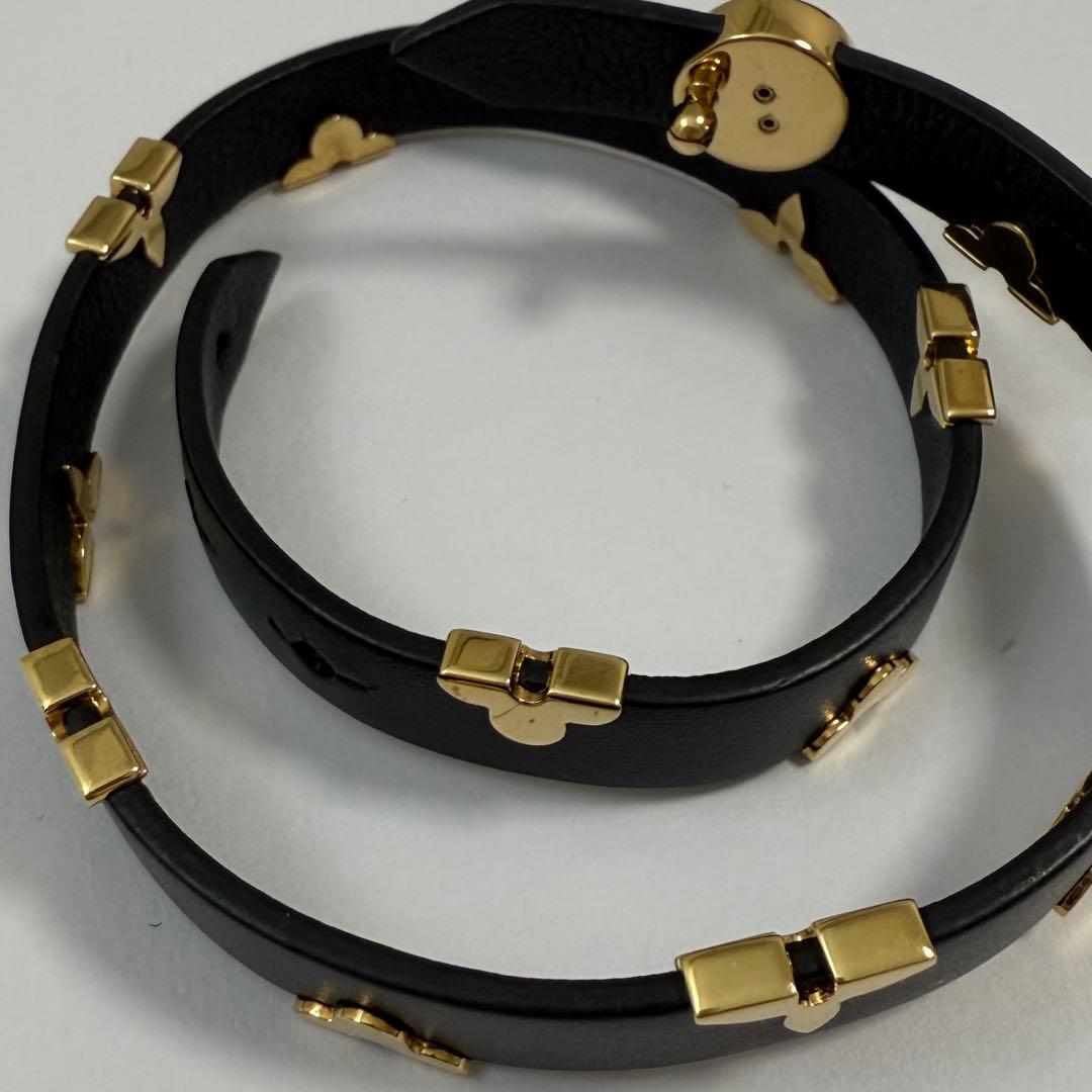 LOUIS VUITTON ブラスレ デイリーモノグラム 黒 ゴールド金具