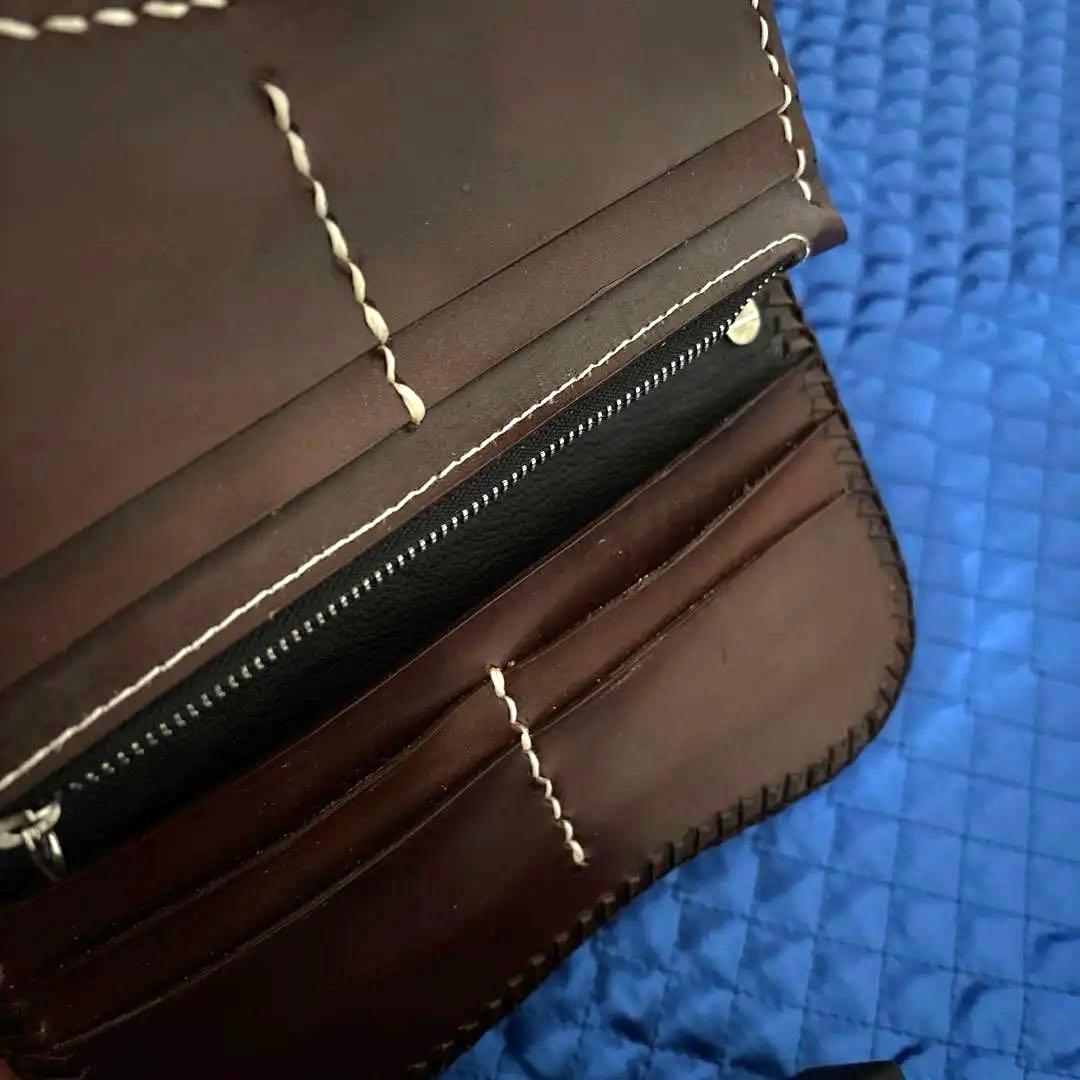 ［良品］K&R バイカーズウォレットダークブラウン レザーウォレット　本革