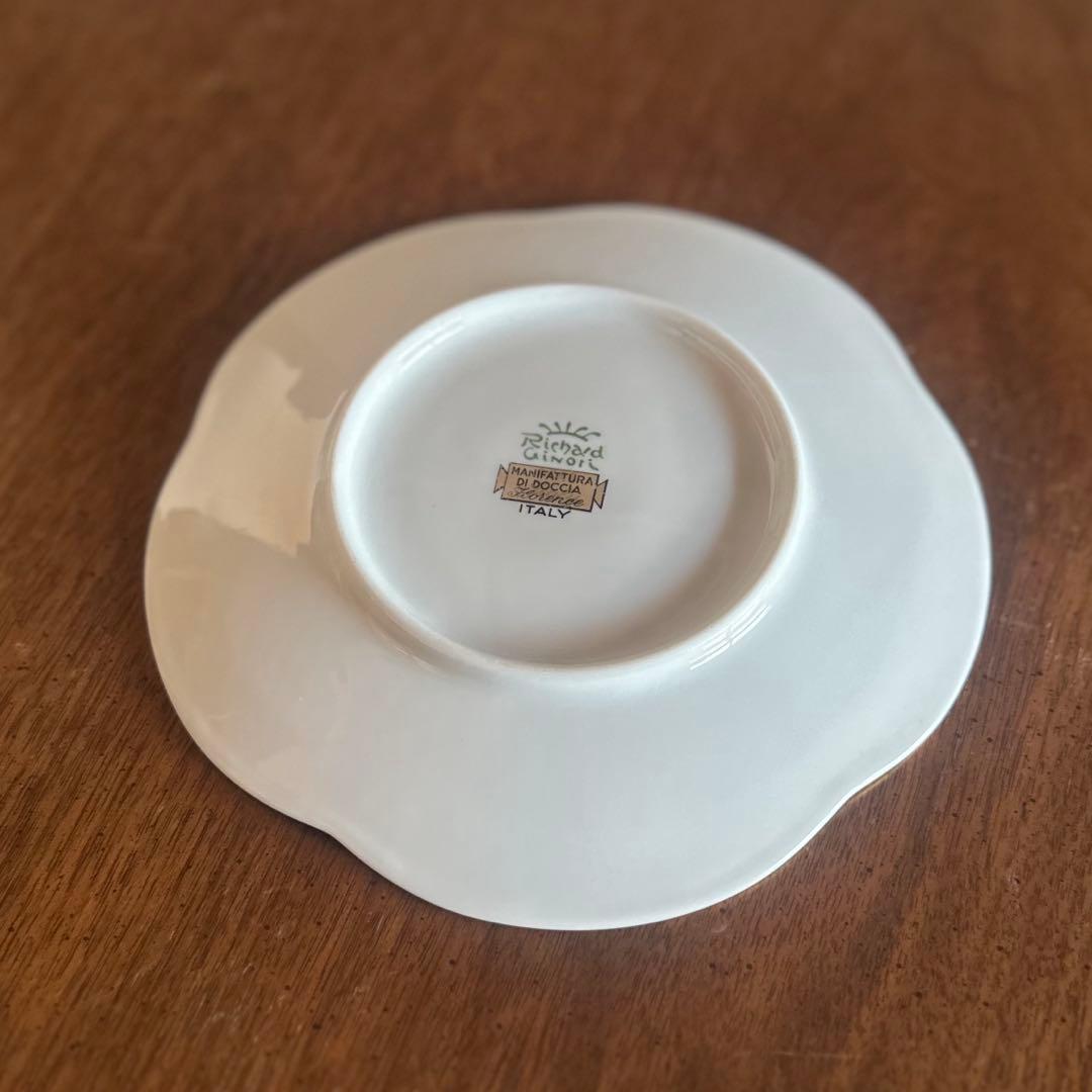 リチャード・ジノリ『レッドコック』皿プレート　花型　赤鶏　金彩