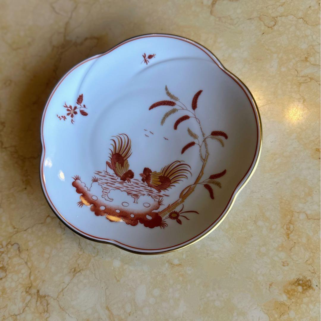リチャード・ジノリ『レッドコック』皿プレート　花型　赤鶏　金彩