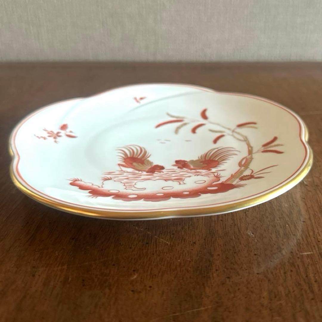リチャード・ジノリ『レッドコック』皿プレート　花型　赤鶏　金彩