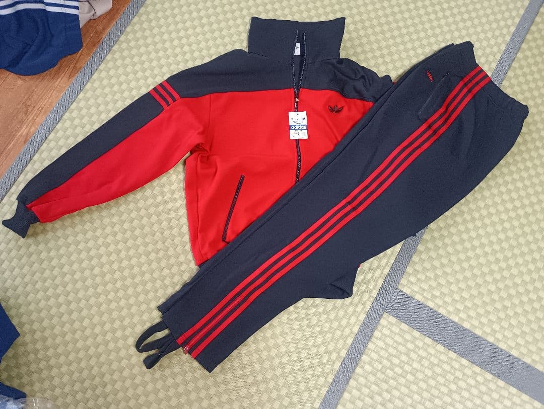 緊急値下げ70s　adidas ジャージ上下セット 赤/黒 サイズ2