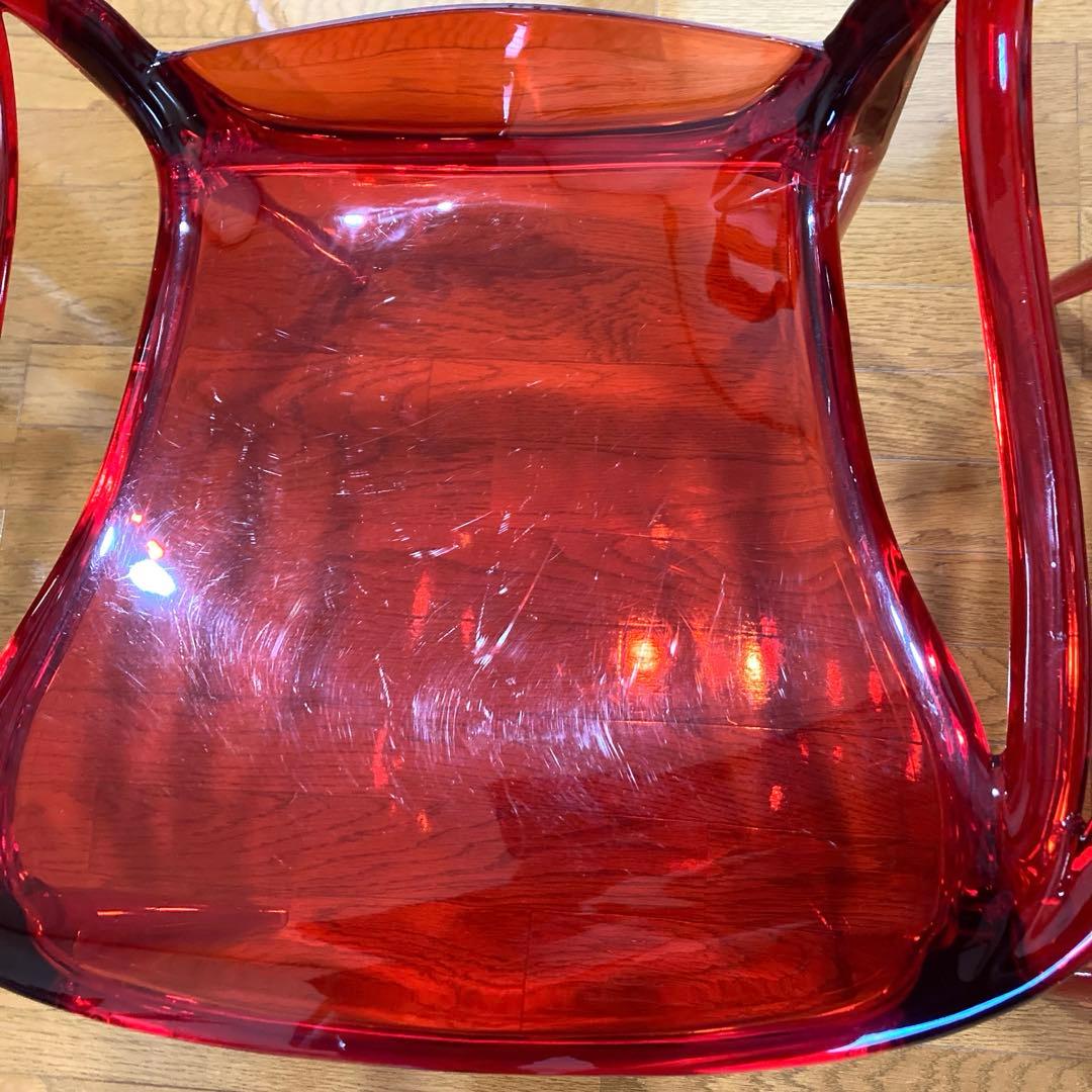 【椅子 クリアレッド】 2脚セット /ジェネリックチェア / ダイニングチェア