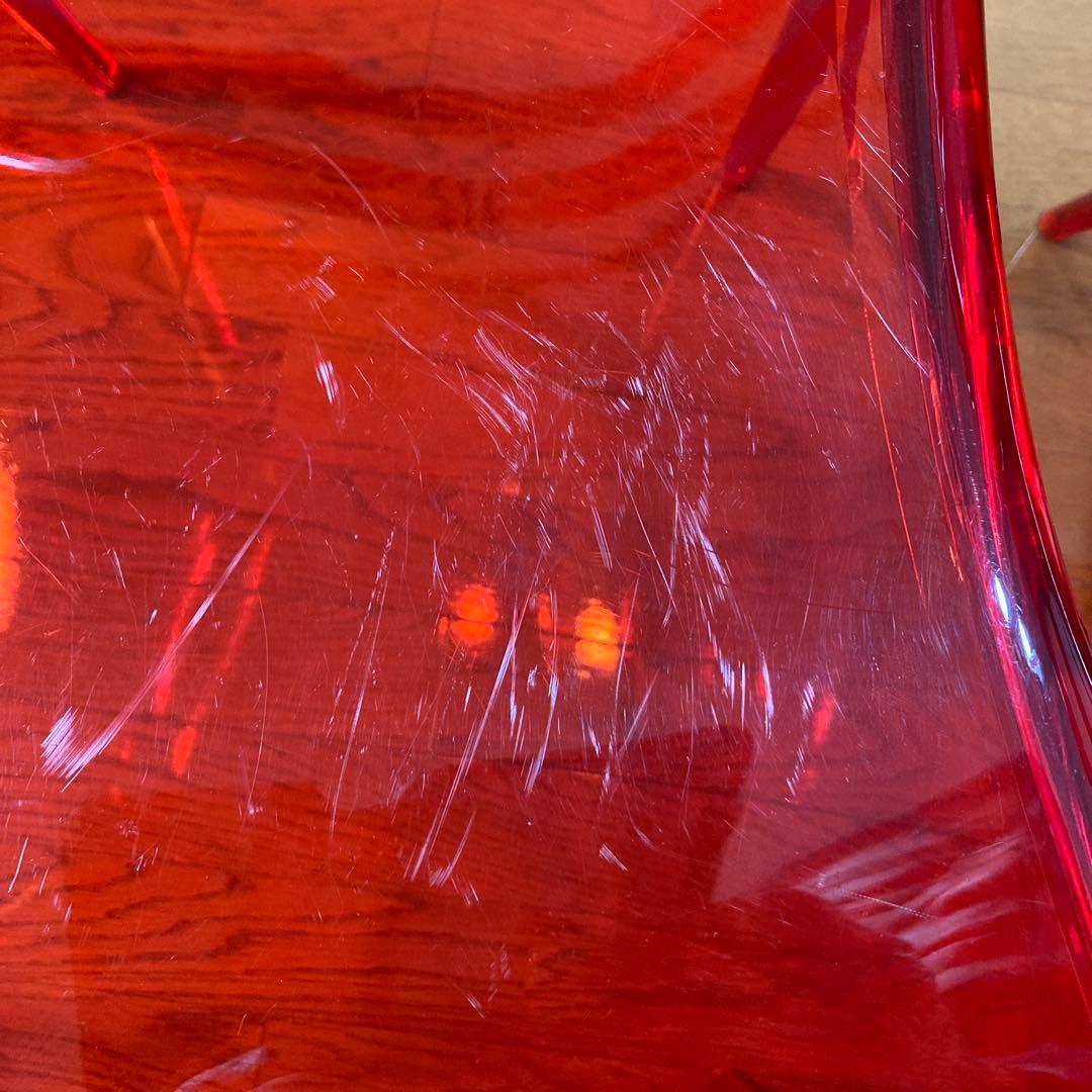 【椅子 クリアレッド】 2脚セット /ジェネリックチェア / ダイニングチェア