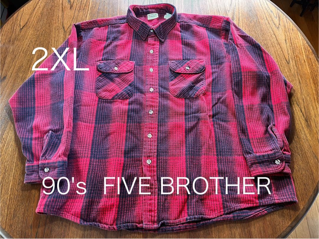 90's FIVE BROTHER ネルシャツ　ファイブブラザー　ヘビネル