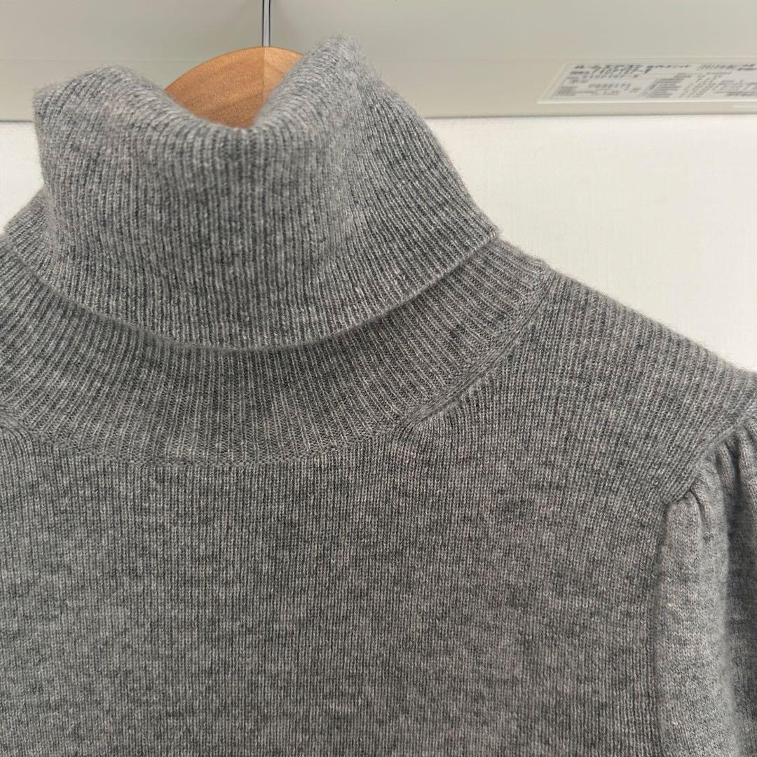 【試着のみ】Drawer カシミヤ リブギャザータートルネック ニット