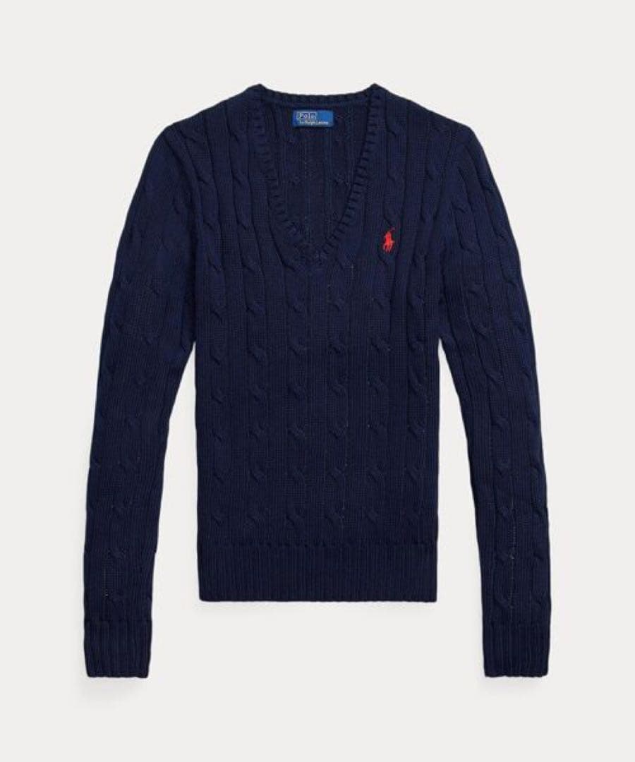 POLO RALPH LAUREN ケーブルニットコットン Vネック セーター