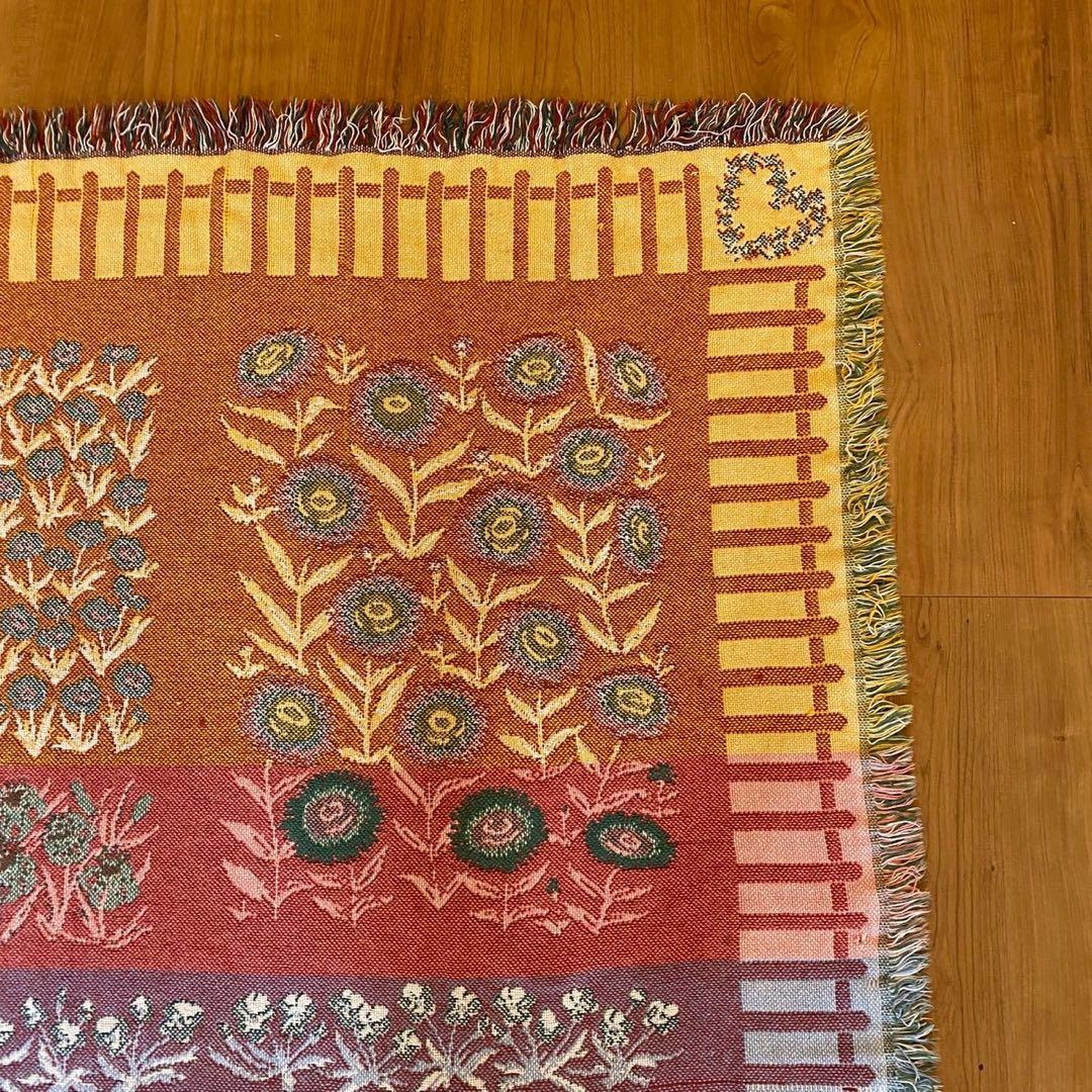 L.L.Bean USA製 ゴブラン織調　ヴィンテージラグ 花柄 コットン