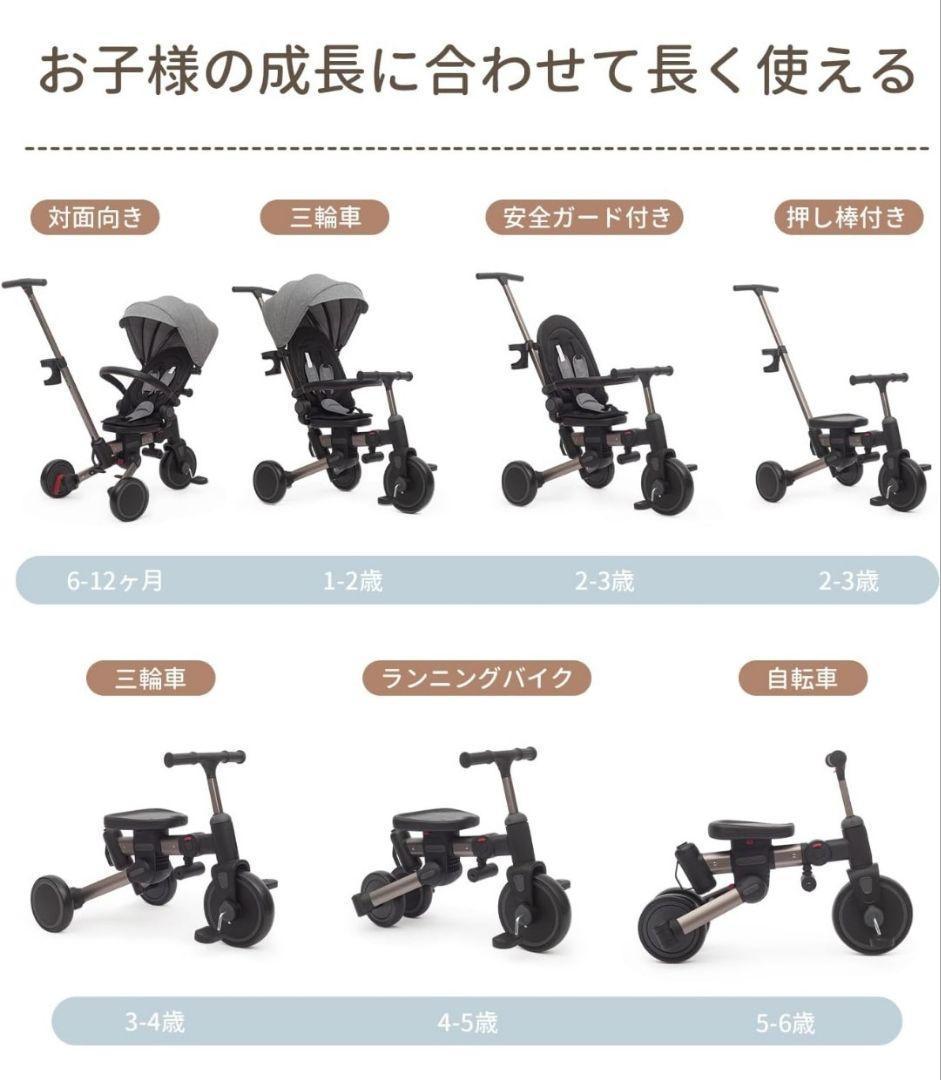 子供用三輪車 乗用玩具 1歳-3歳 折りたたみカバー 手押し棒付き 7in1
