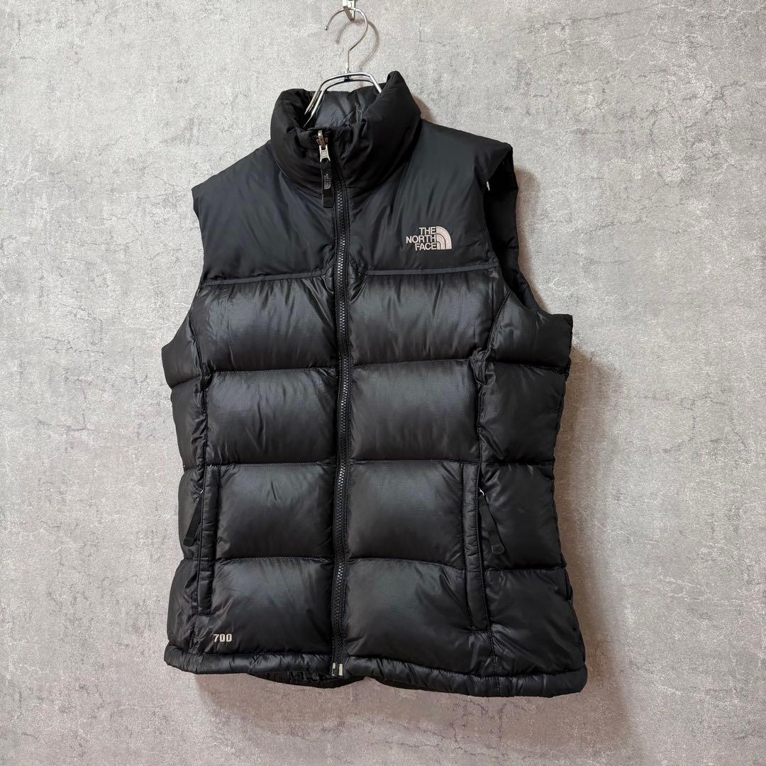 美品 ノースフェイス 700FP ヌプシダウンベスト 黒 レディース L 183
