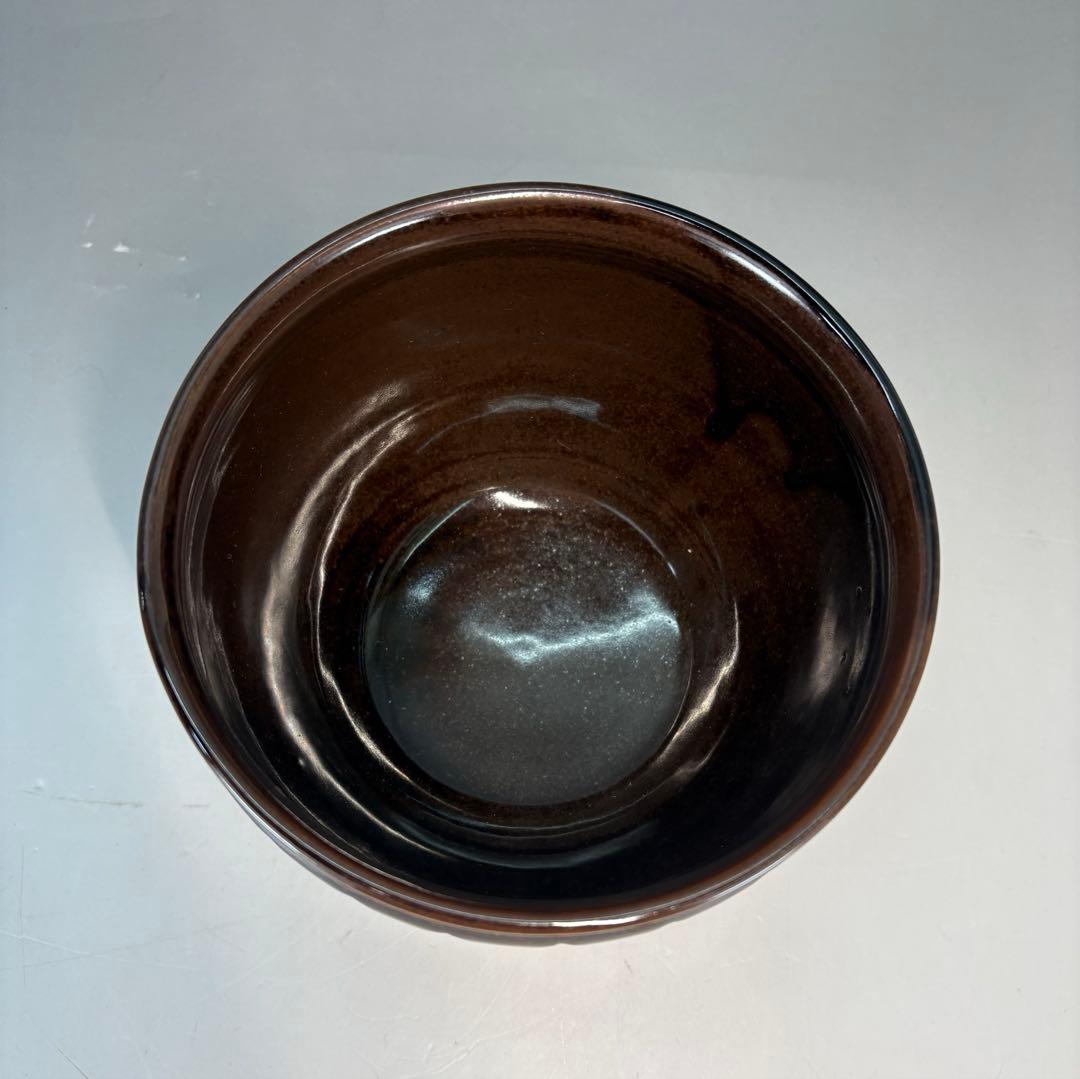 【中古品】膳所焼　菊彫建水（共箱）