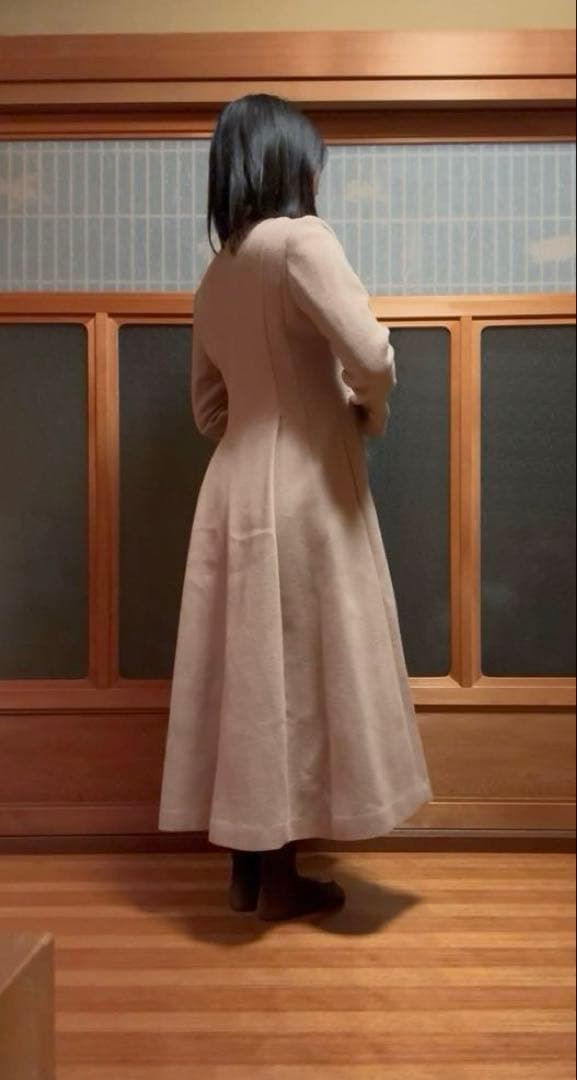 CELFORD 美シルエット✨ノーカラーフレアコート ベージュ36ロング