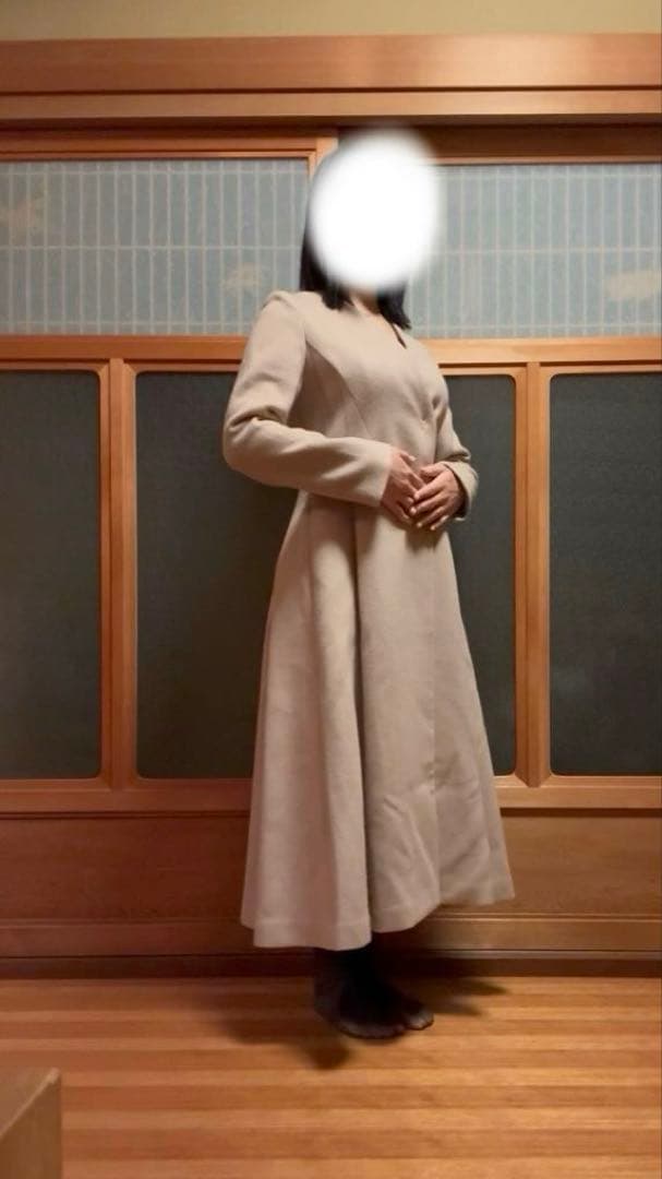 CELFORD 美シルエット✨ノーカラーフレアコート ベージュ36ロング