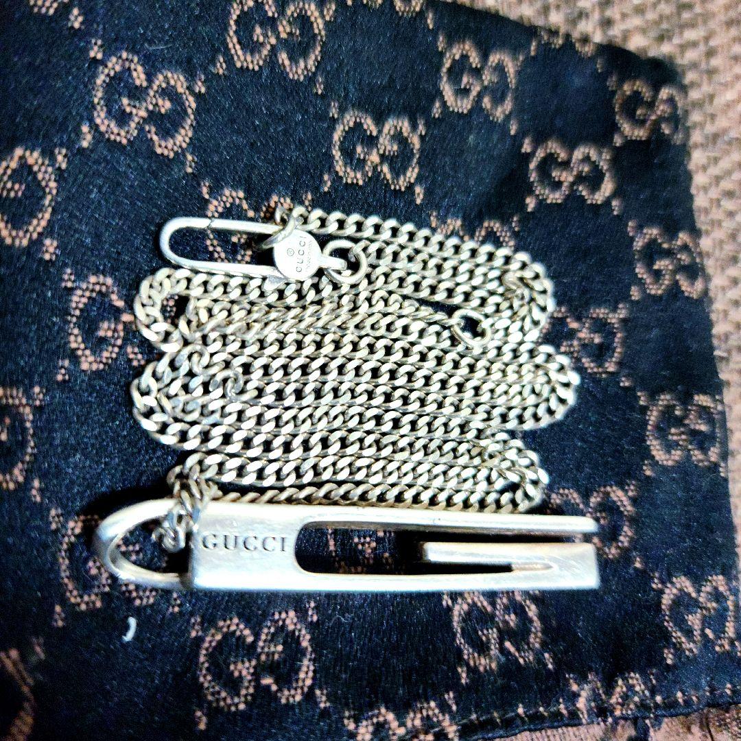 Gucci グッチ ネックレス カットアウト Gバー ペンダント シルバー925