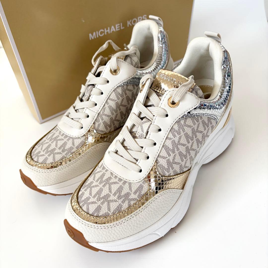 マイケルコース☆新品☆KATRINA 厚底 スニーカー/ホワイト白23.5cm