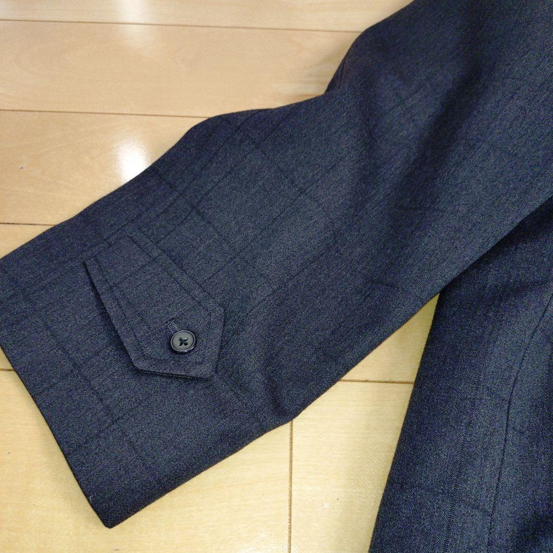 Burberry's　ダークグレー チェック ステンカラーコートWOOL100%