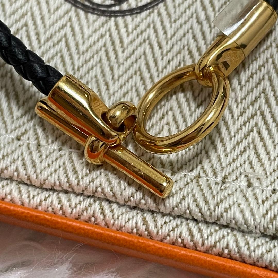 美品　HERMES グレナン ブレスレット ブラック×ゴールド　金具 レザー