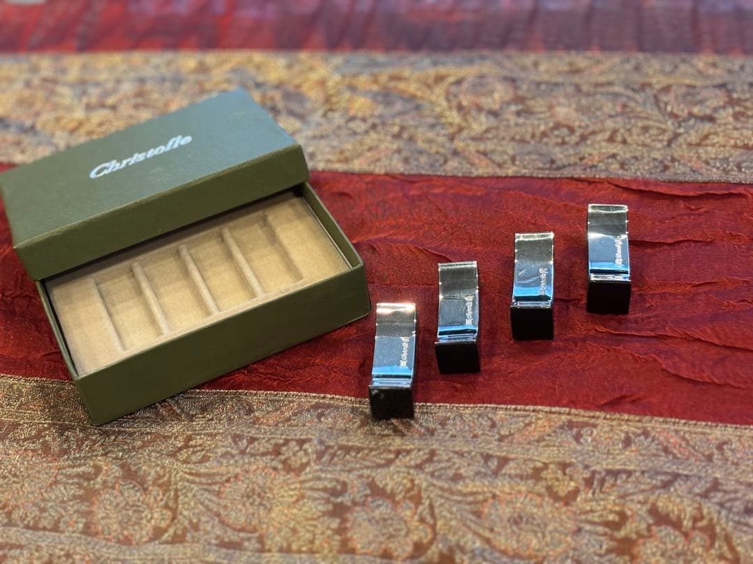 新品　クリストフル Christofle 箸・ナイフレスト 4個セット 銀食器