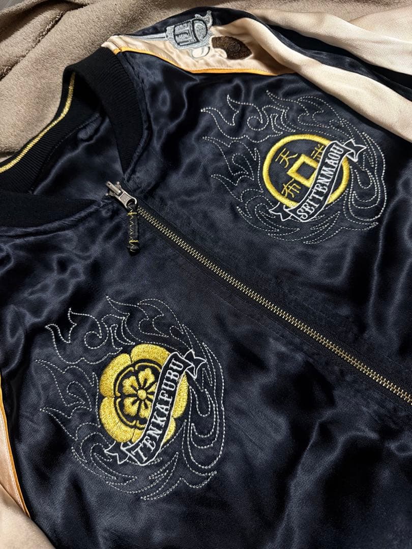 美品 ２面用 雅結 蛇 スカル 日本限定 silk スカジャン vintage