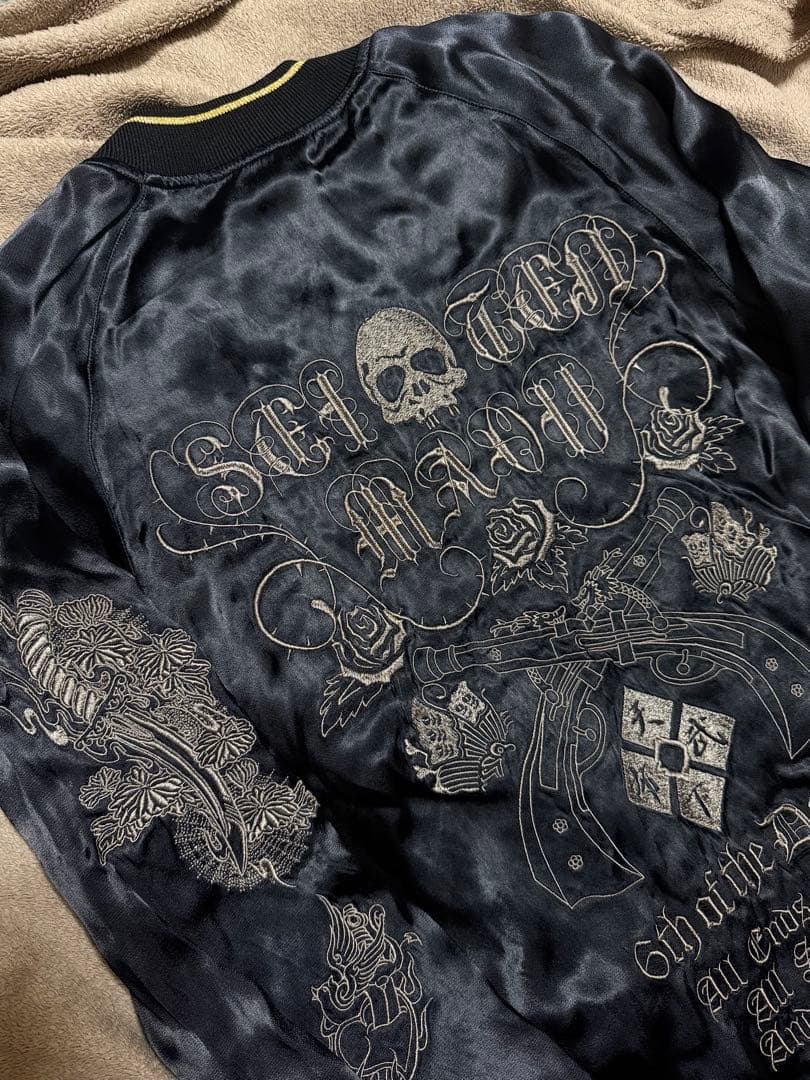 美品 ２面用 雅結 蛇 スカル 日本限定 silk スカジャン vintage