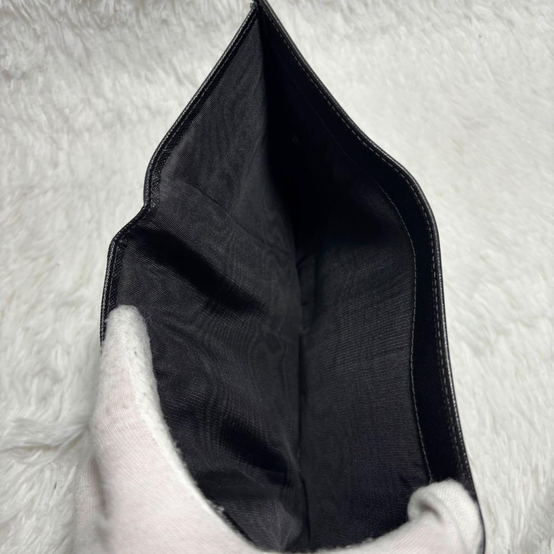 ✨美品✨ プラダ 三角ロゴ サフィアーノ 三つ折り財布 レザー プレート 黒