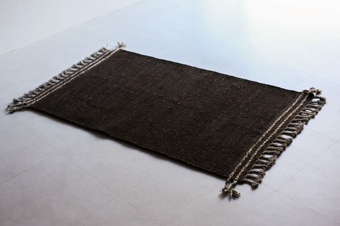 132×77 モロッコ　ベニワレン　新品　ウール　ブラウン　生成り