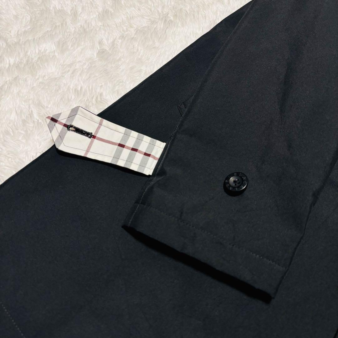 美品 バーバリー ブラックレーベル ステンカラーコート ノバチェック ブラック
