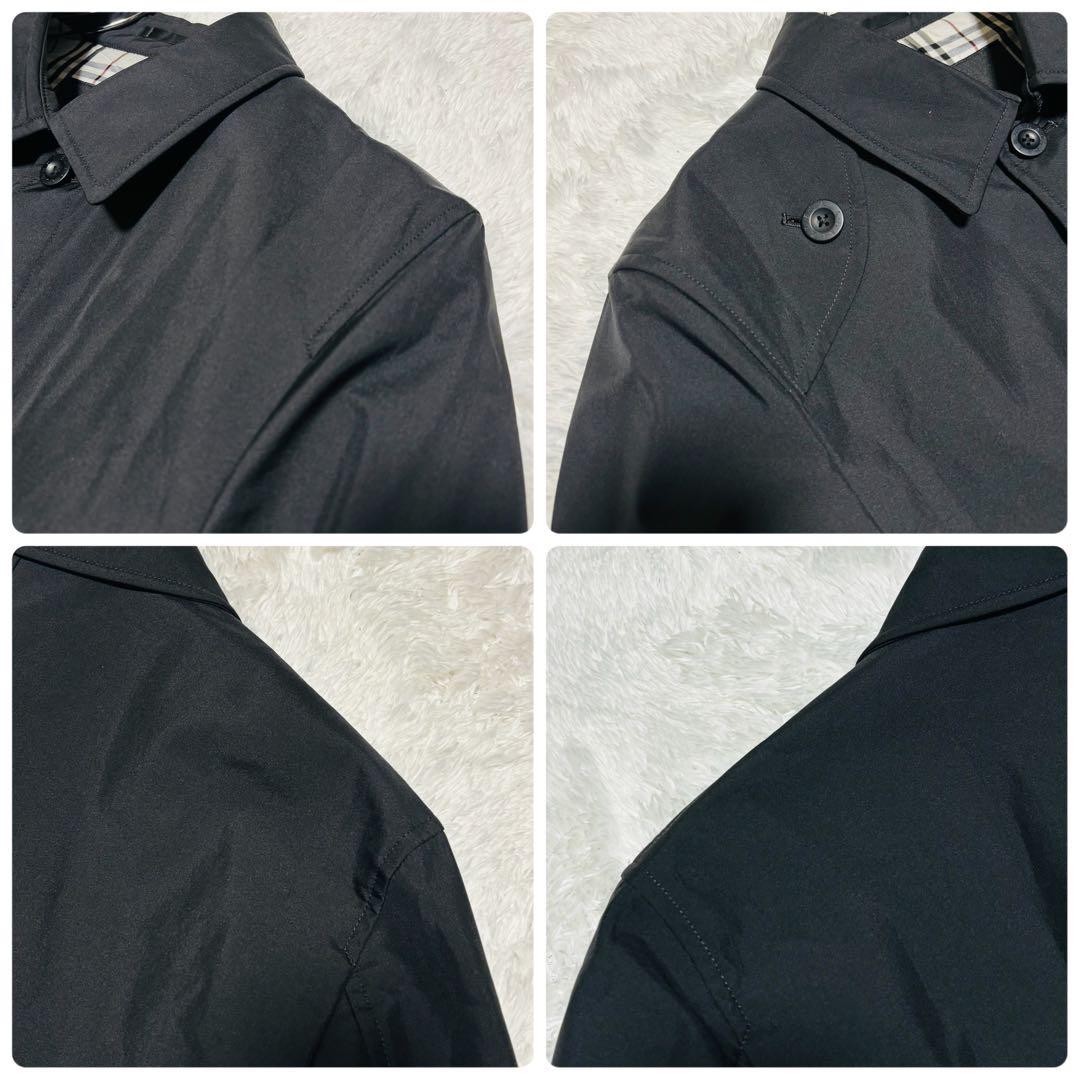 美品 バーバリー ブラックレーベル ステンカラーコート ノバチェック ブラック