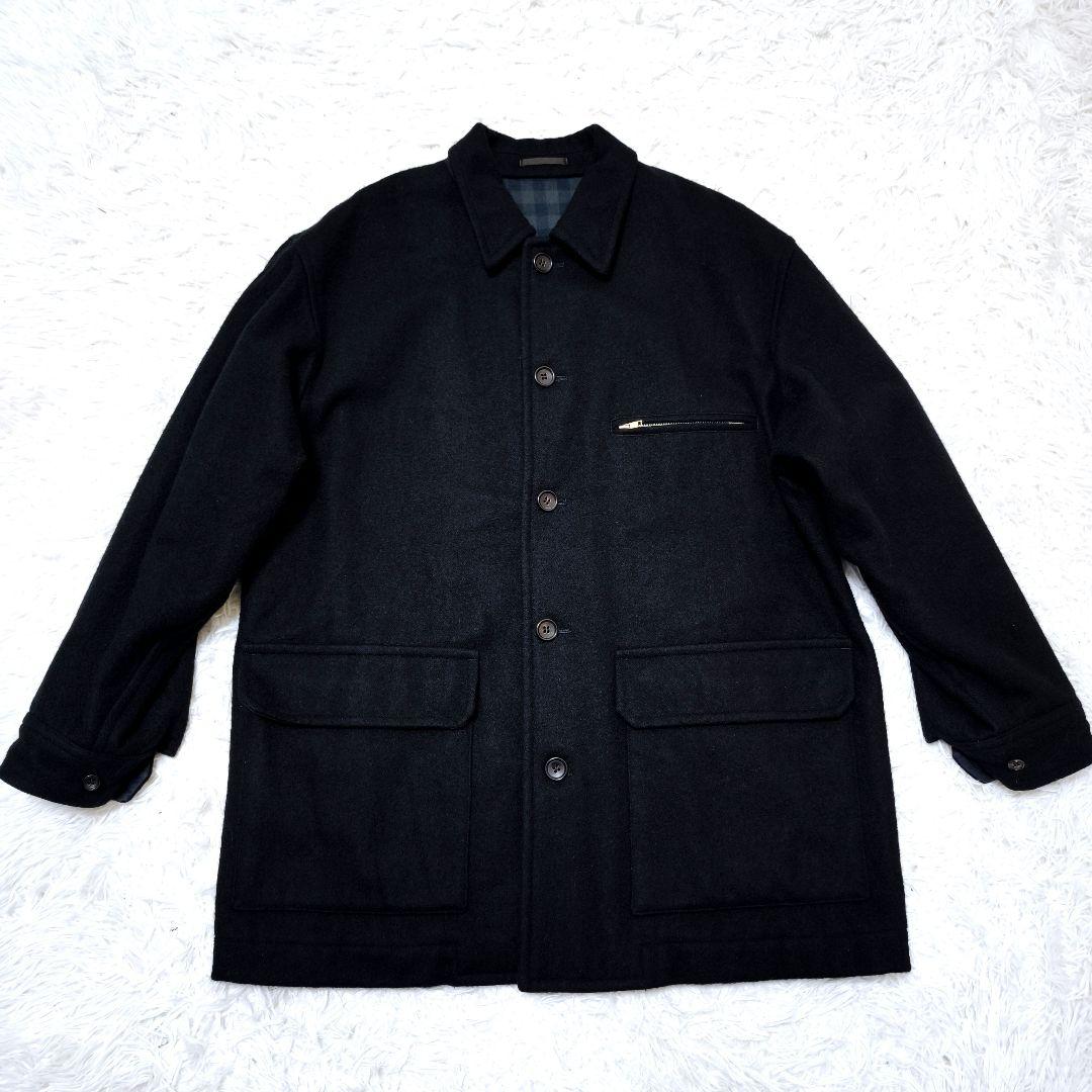 【美品】コムデギャルソン オム オーバーサイズジップポケットチェスターコート黒