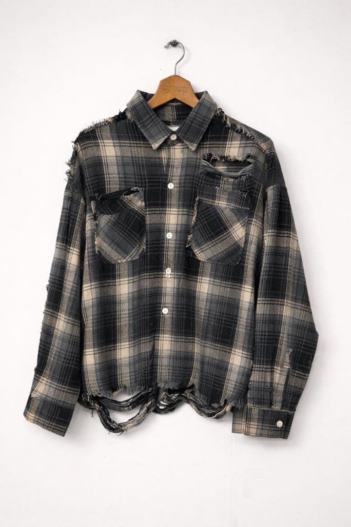 セール 公式完売 DANKE SCHON ハードダメージチェックシャツ