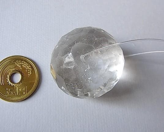 ★A3001★特大　多面カット　水晶　クォーツビーズ　 アンティーク　エスニック