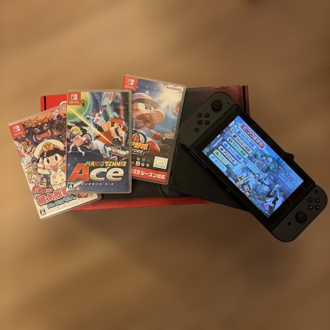 【すぐ遊べるセット】Nintendo Switch 本体 グレー　ソフト付き