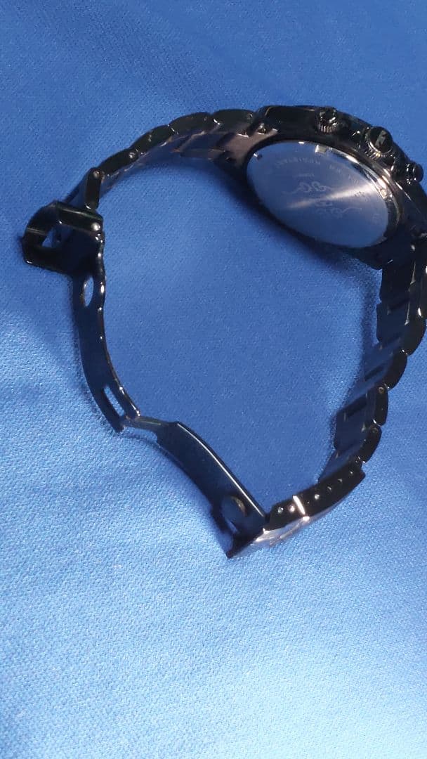 r*7様 TECHNOS ブラック クロノグラフ腕時計