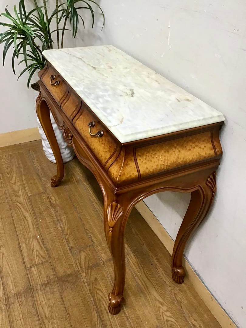 Pリン☆管27☆イタリア製☆アンティーク☆天板大理石☆コンソールテーブル