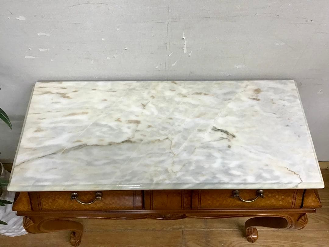 Pリン☆管27☆イタリア製☆アンティーク☆天板大理石☆コンソールテーブル