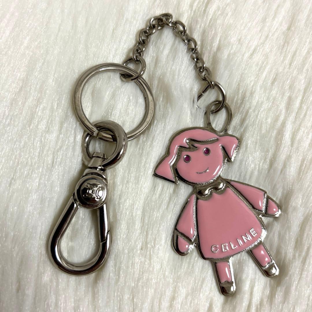 CELINE セリーヌ ピンク 少女モチーフ キーホルダー キーリング