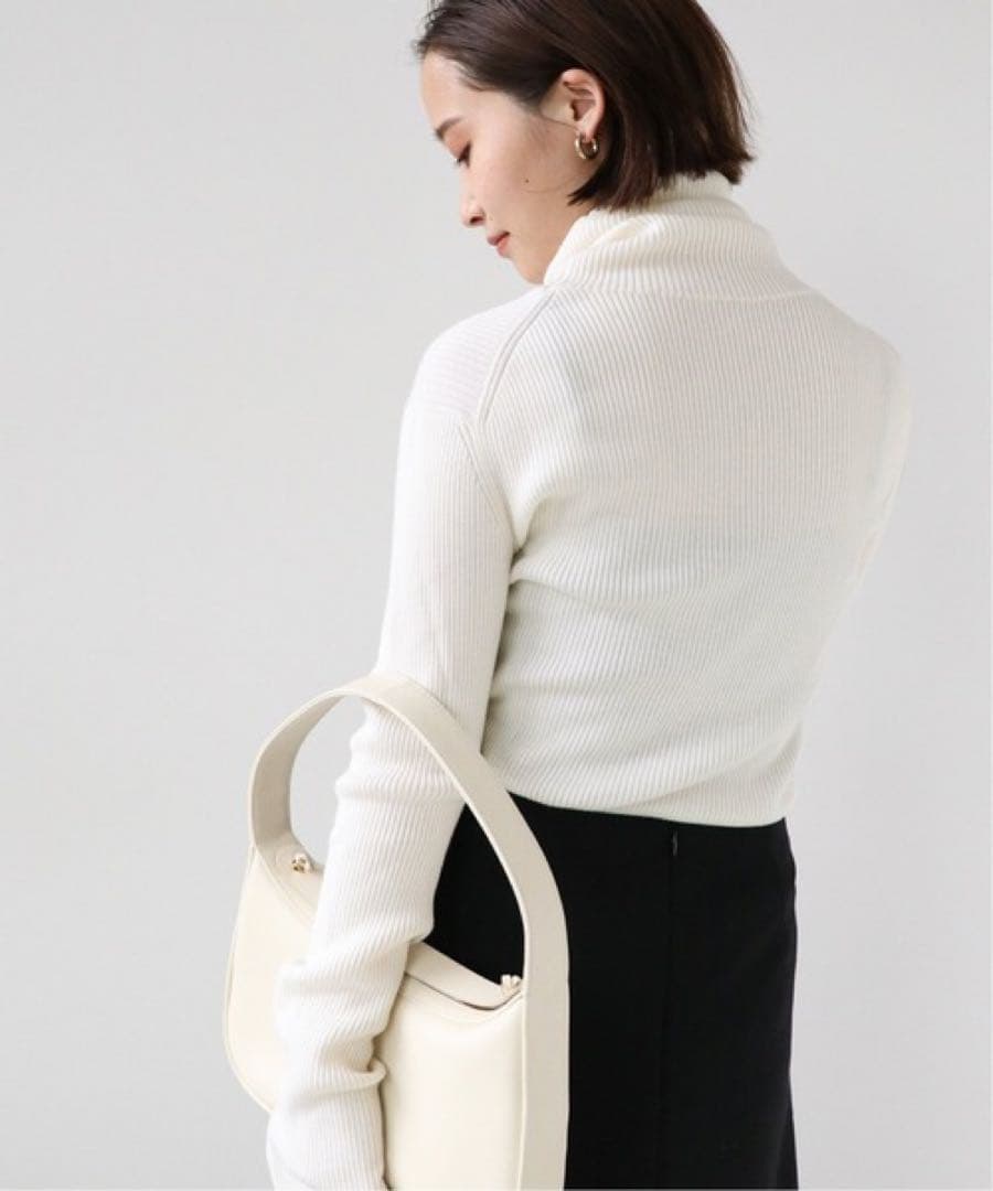 美品 ドゥーズィエムクラス TEX リブ タートルネック ニット ホワイト