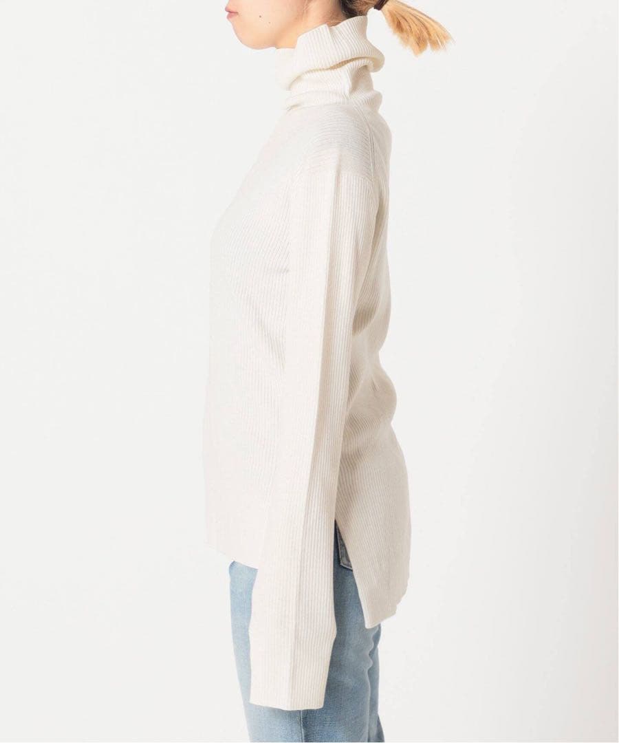 美品 ドゥーズィエムクラス TEX リブ タートルネック ニット ホワイト