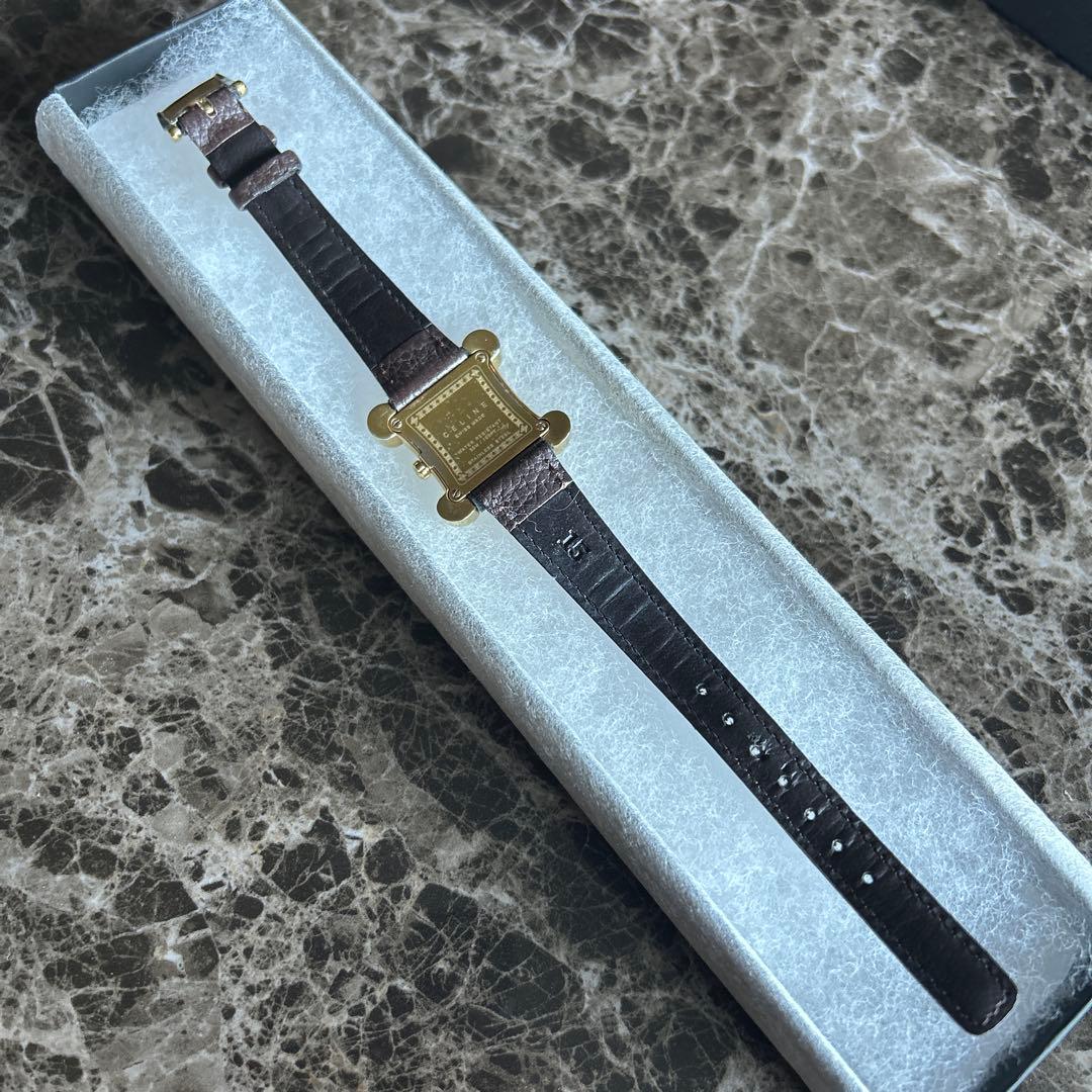 ニシ！CELINE ヴィンテージブラウンレザーベルト時計