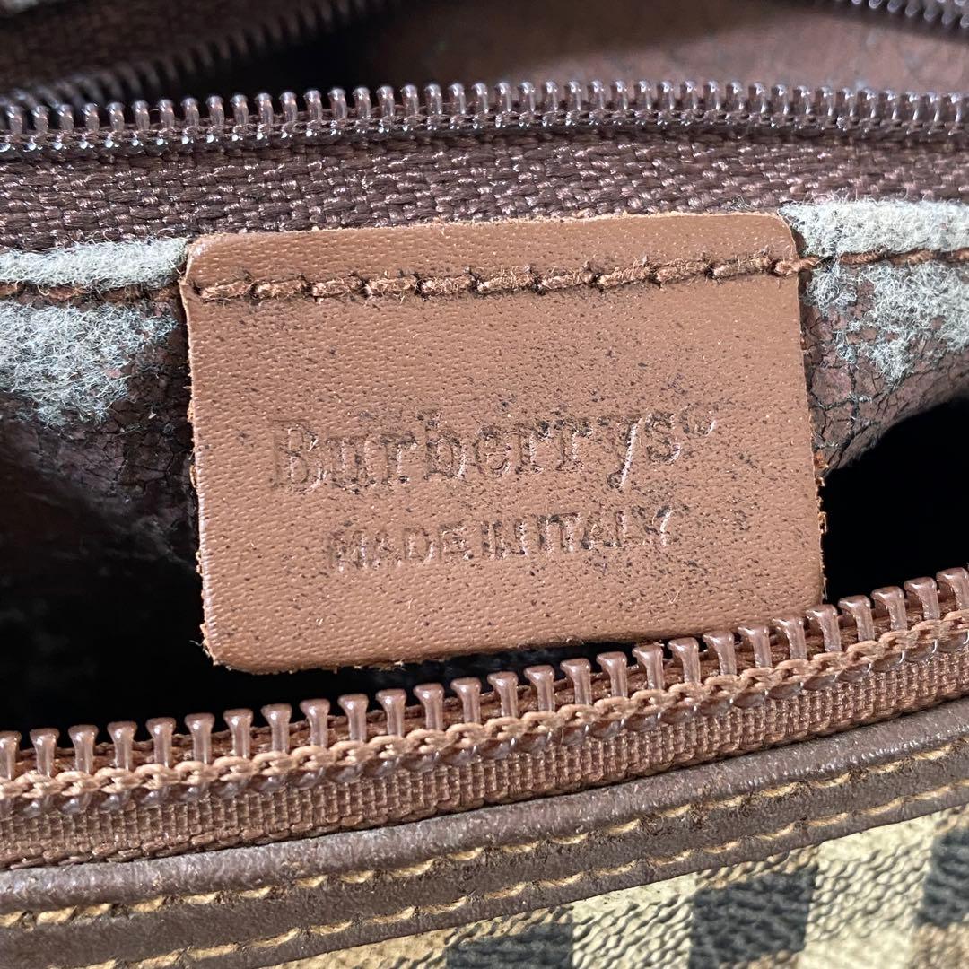 バーバリーロンドン　ノバチェック チェック PVC レザー ボストンバッグ