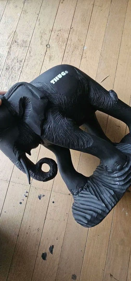 アジアン雑貨　木彫り　 象　置物　つや消し　ブラック　ストリート系