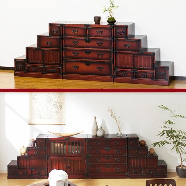 右下がり階段箪笥 レトロ調 H70