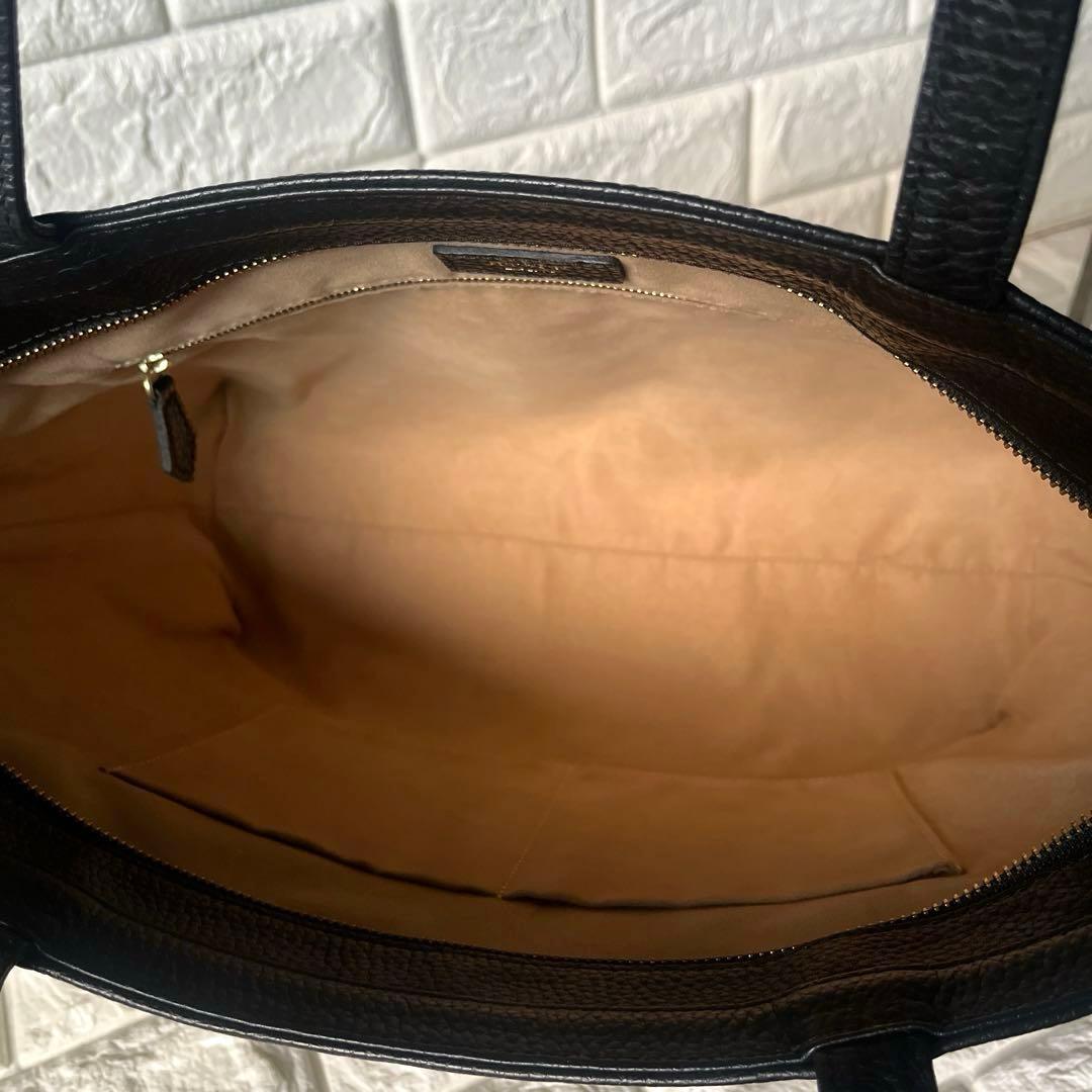 【美品】HushTug トートバッグ 肩掛け 本革 レザー A4可 シボ革 黒