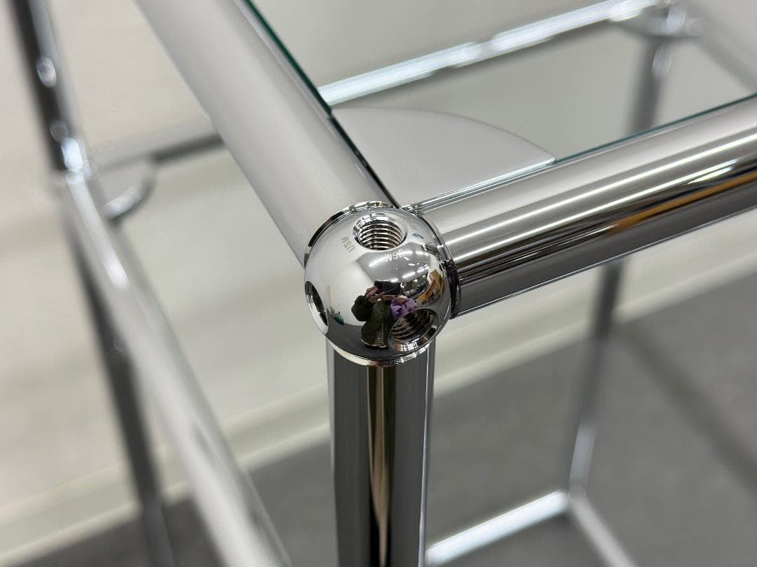 正規品!ほぼ未使用品■USMハラー■スリム　オープンシェルフ　1列2段　ガラス