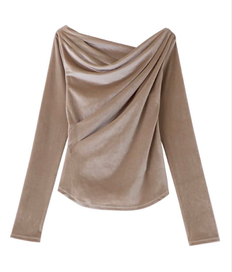 poláura グロッシーベロアドレープトップス