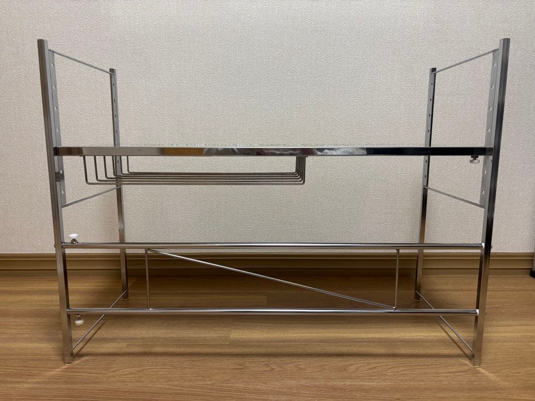 川口工器　ステンレス棚 幅伸縮家電ラック 【棚1段】 ワイド　燕三条製