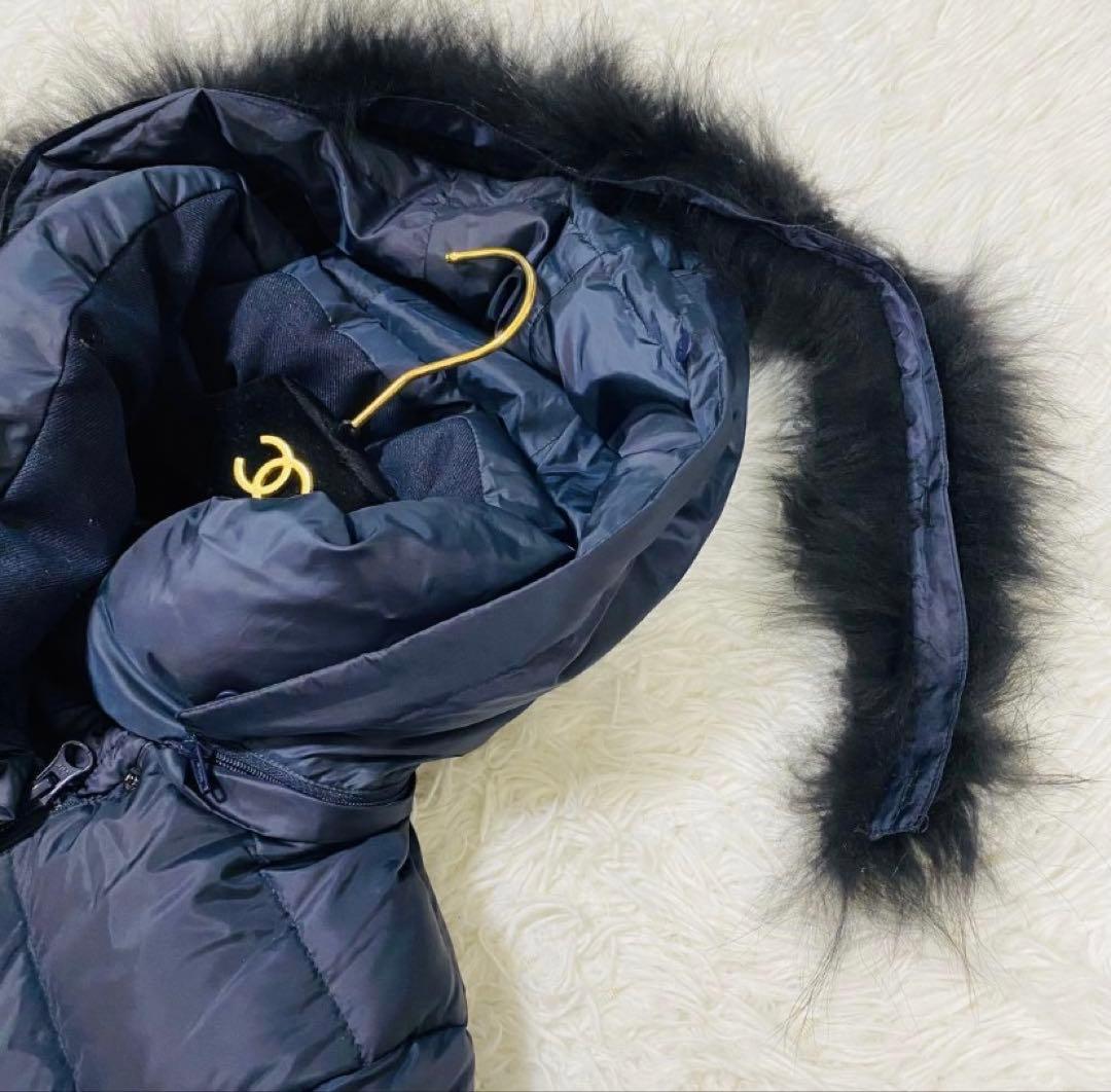 美品✨23区　ロングダウンコート　ネイビー　3way Aライン　ラクーンファー