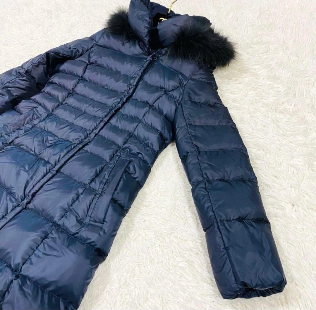 美品✨23区　ロングダウンコート　ネイビー　3way Aライン　ラクーンファー