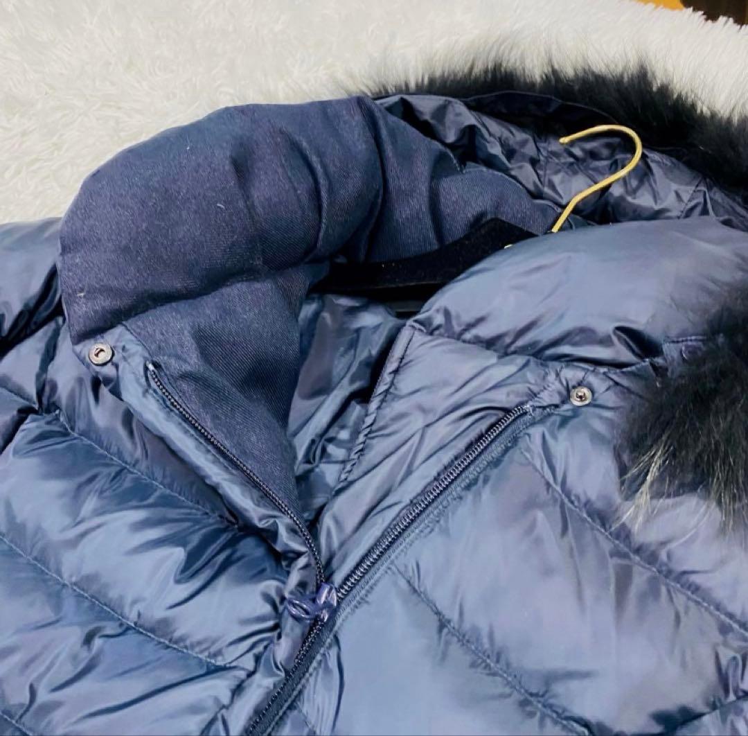 美品✨23区　ロングダウンコート　ネイビー　3way Aライン　ラクーンファー